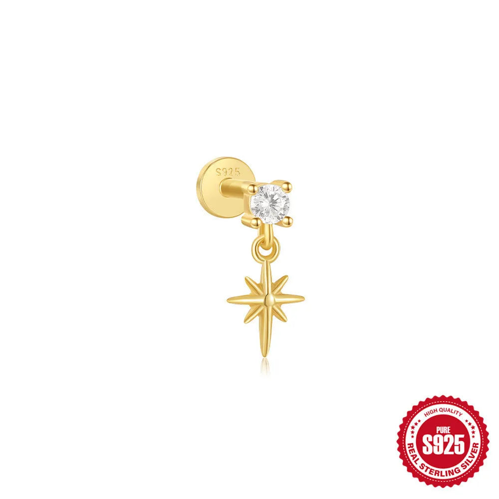 925 sterling silver tassel ear stud with gold electroplating in six colour options