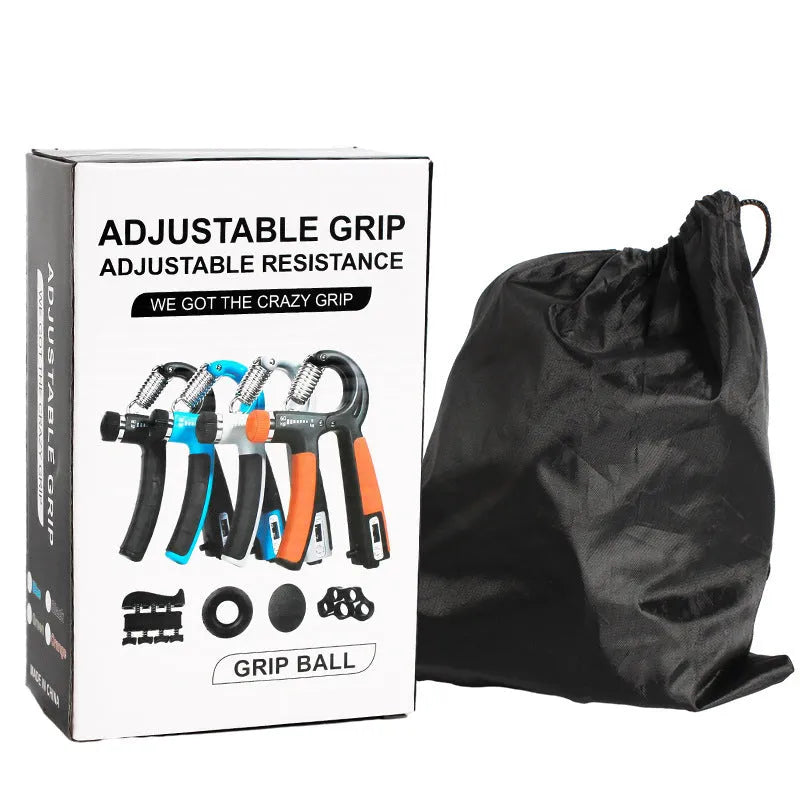 Five-piece grip strength set with counting spring grip, piano grip, finger trainer, silicone gripper and TPE egg ball
