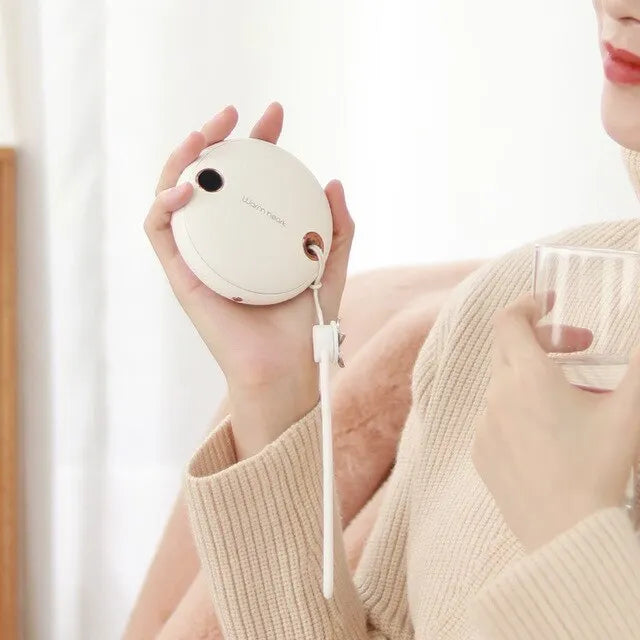 Green pink or white square power bank hand warmer with digital display showing battery percentage