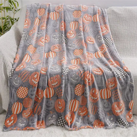 Children's soft flannel air conditioner cover blanket in a cartoon design, shown in two available sizes.