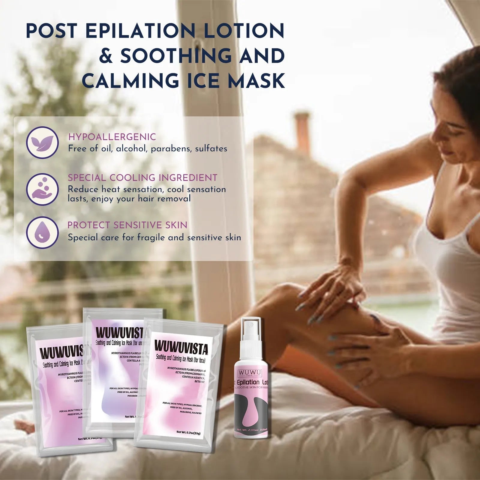 Professional waxing kit with hard wax beans, warmer, lotion, ice masks and applicators for face, body and nose.