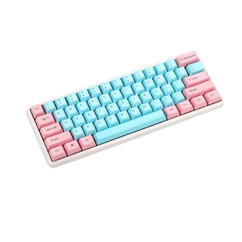 Pink PBT keycap set with side engraving for mechanical keyboards in 104, 87, and 61-key layouts