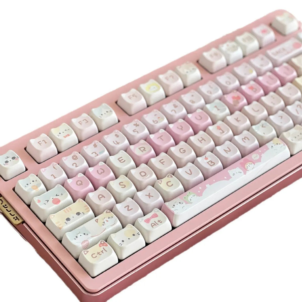 Meow Meow Team Height 141-piece sublimation printed key cap set for mechanical keyboards, showing colourful designs on multiple keys.