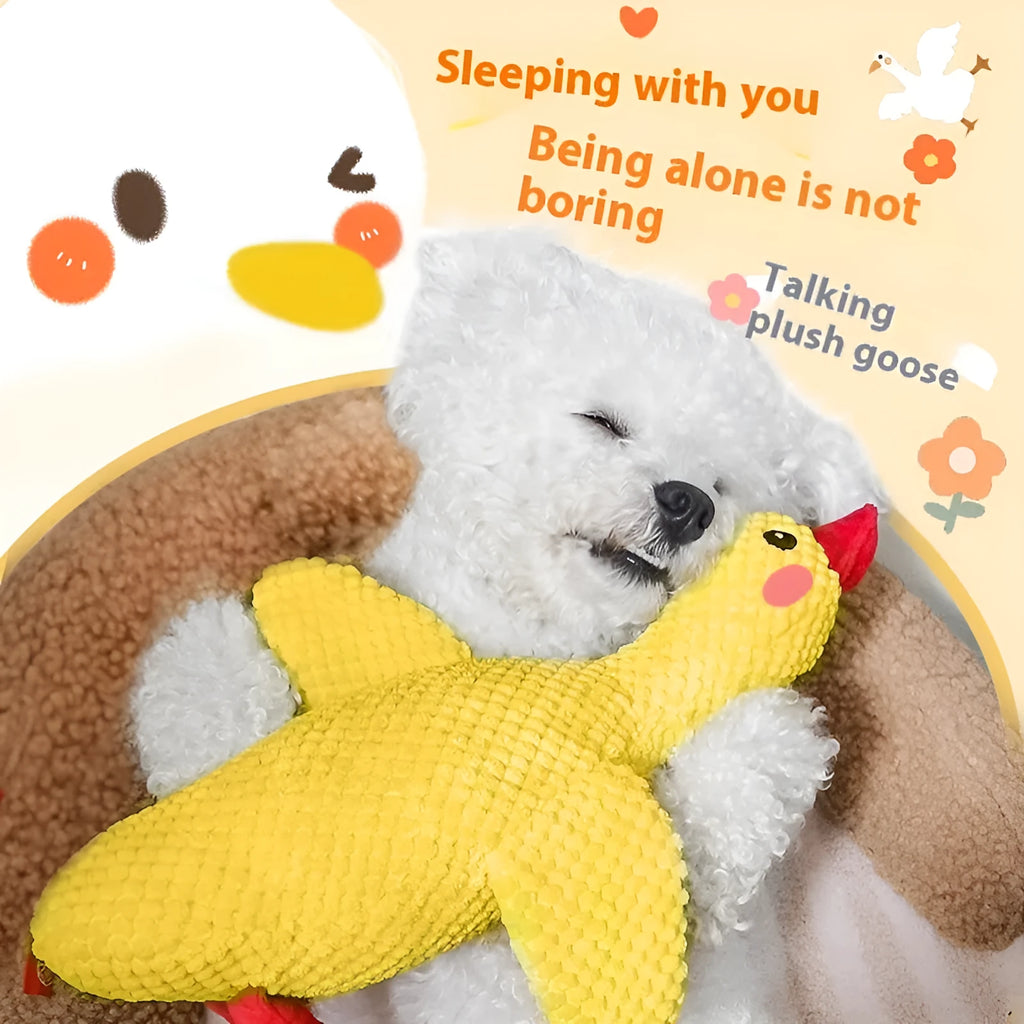 Rhubarb goose plush dog toy with simulated pineapple grid call texture and sound molar feature