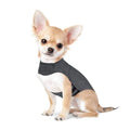 Heather grey dog anxiety jacket warm vest on a dog, showing soft fabric and snug fit.