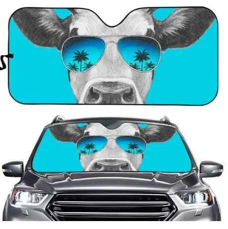 Aluminium foil car sun shield for front windscreen with telescopic fitting