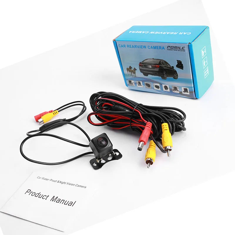 Black car non-light night vision fisheye camera with 170-degree angle and video cable