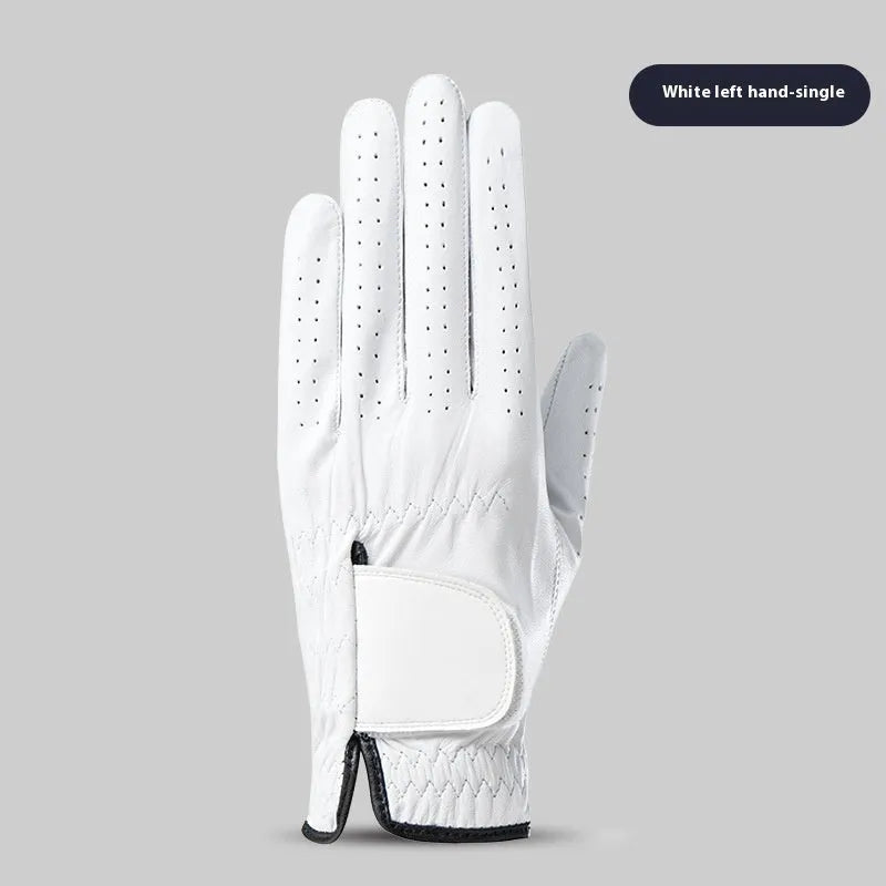 Men's leather breathable non-slip finger glove in black single left hand