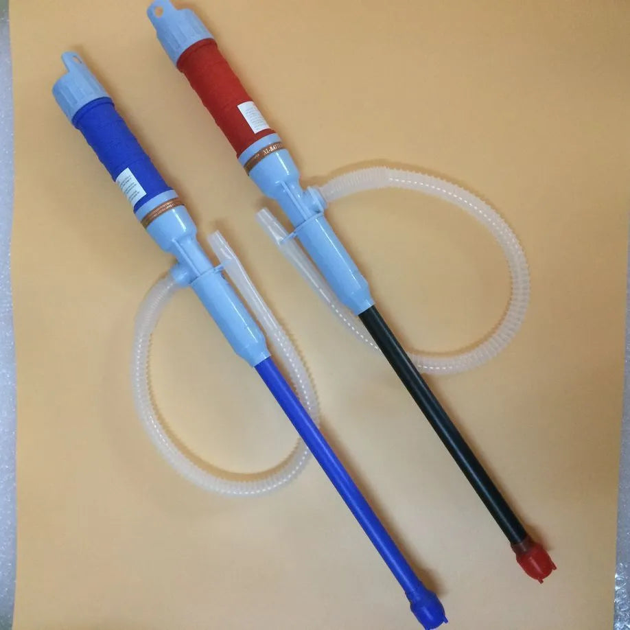Manual hand pump siphon for fuel transfer with blue or red colour options
