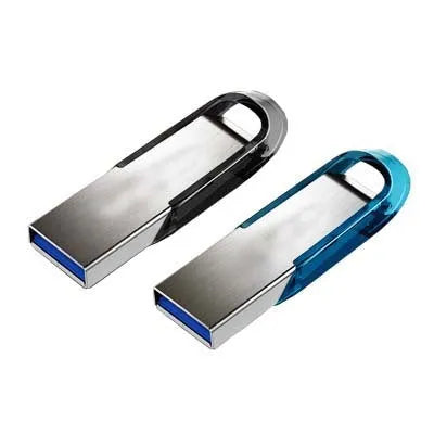 Black rotational waterproof USB flash drive with capacity options shown.