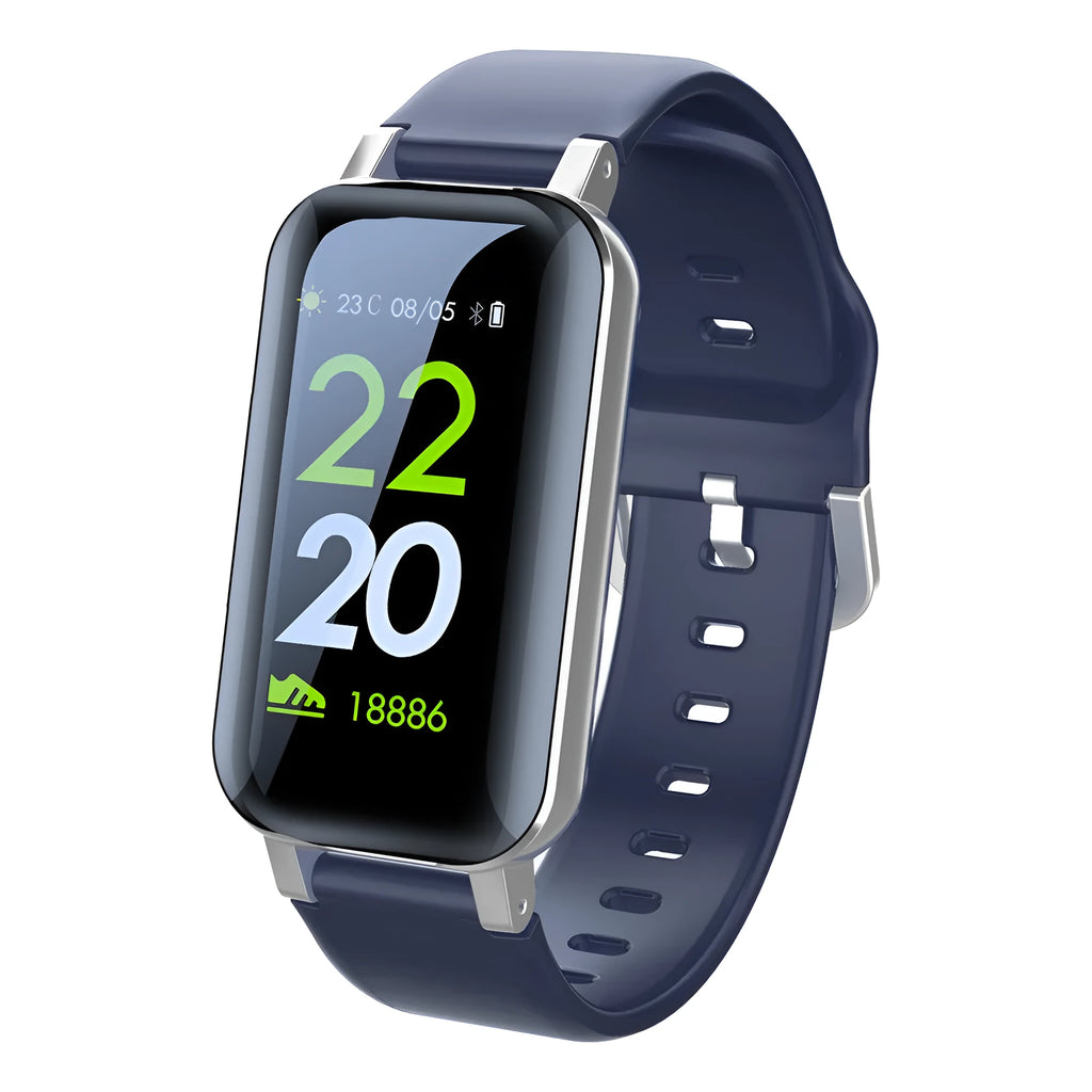 Call Bracelet smart wearable in black, blue and coffee colours showing heart rate monitor functionality