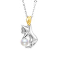 925 sterling silver clavicle chain necklace with cat charm pendant and electroplated finish