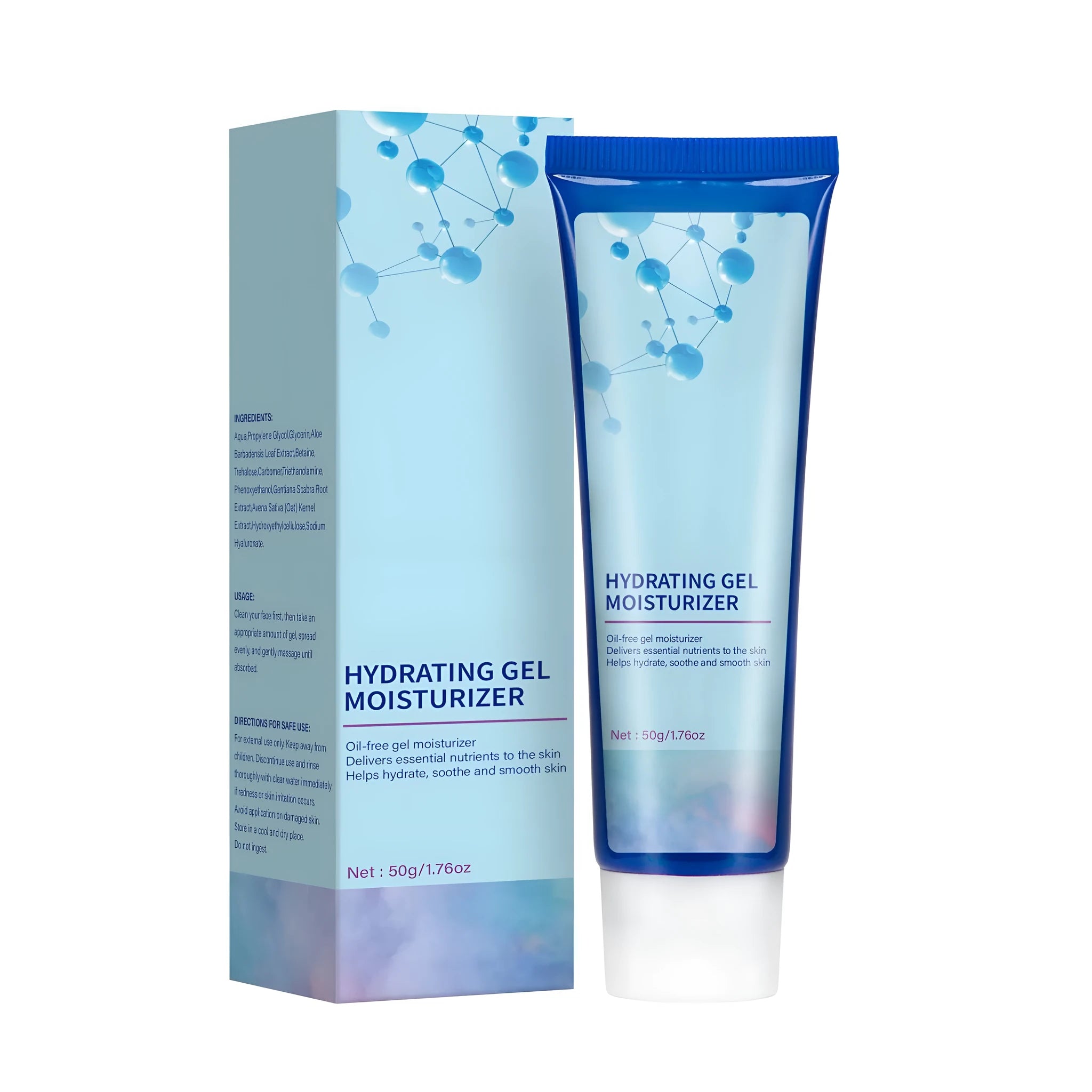 Electrolyte Moisturising Gel 50g tube with FP-A032 colour code, water-based hydrating gel for skin care