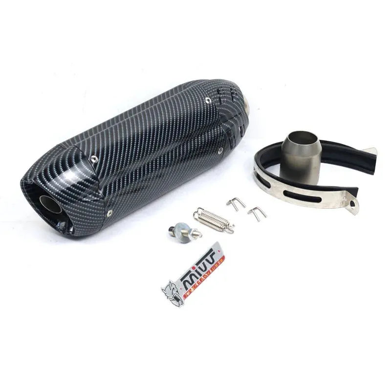 Stainless steel motorcycle exhaust pipe modification accessory with small hexagonal shape and 51mm interface