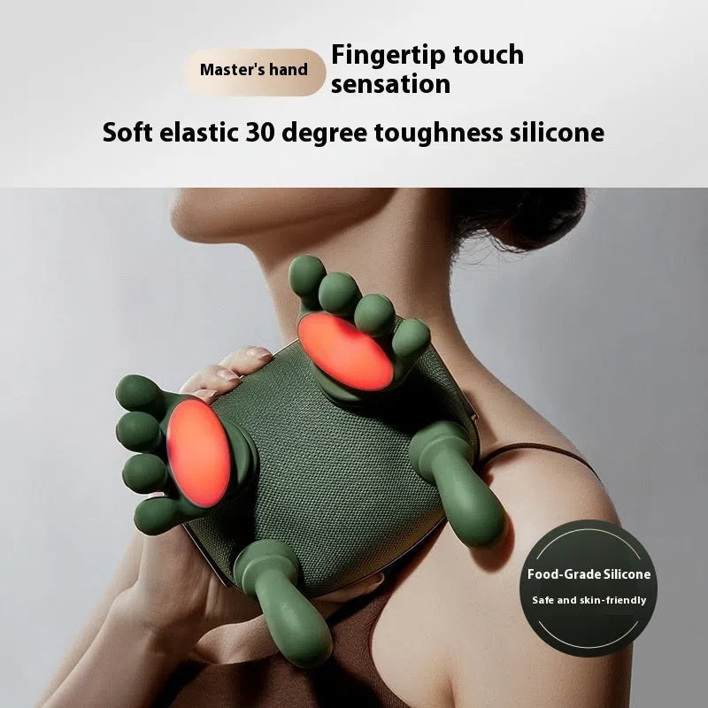 N7 moss green hand-held massager for shoulder, cervical, and oblique muscles, USB powered with charging cable