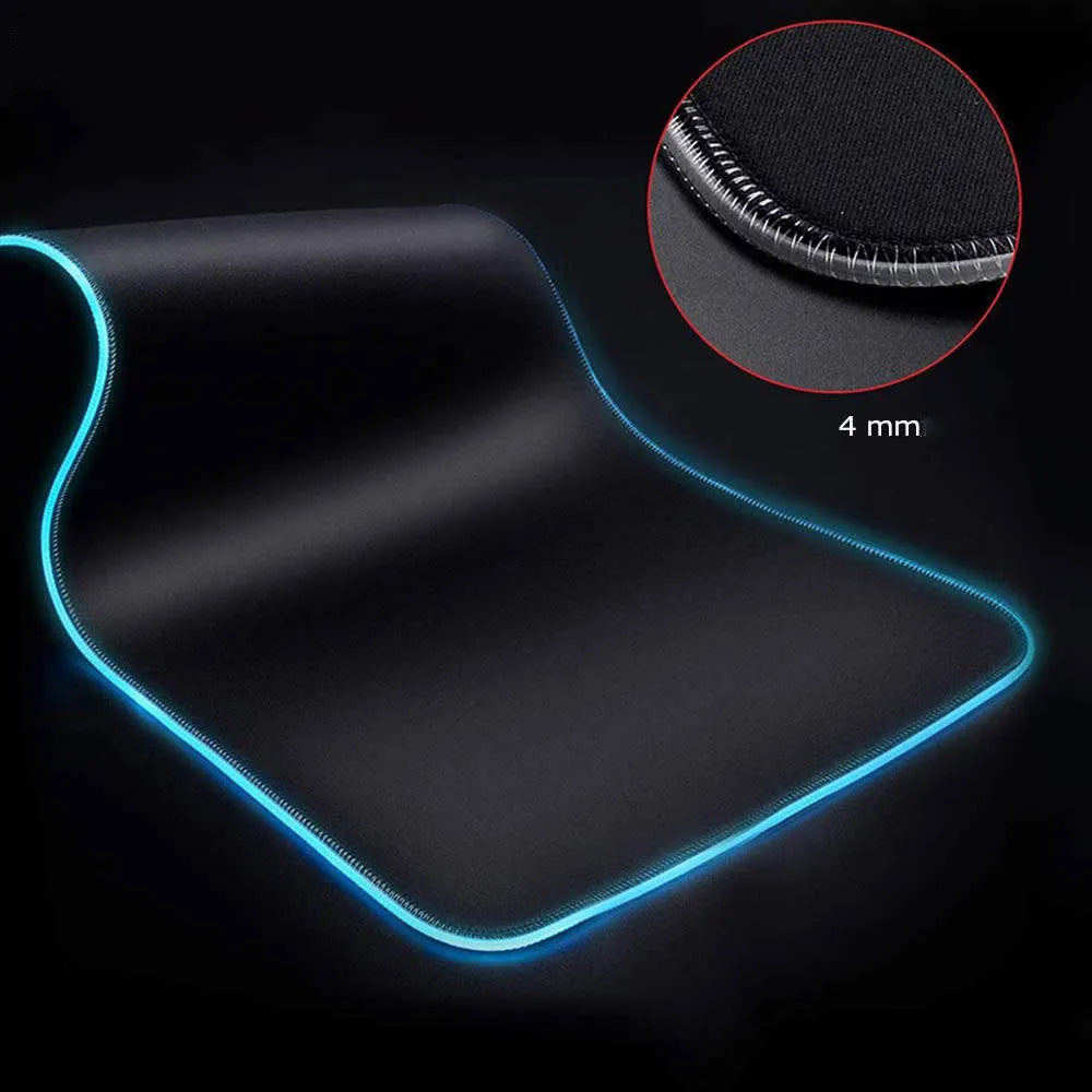 RGB illuminated starry sky pattern mouse pad with natural rubber non-slip base on desk