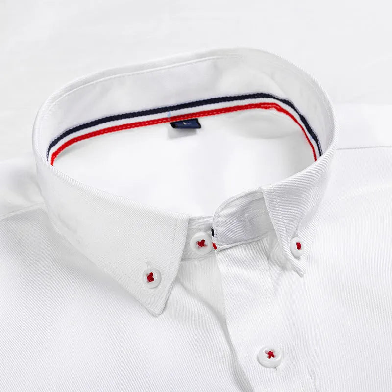 Men's casual business dress shirt in solid colour, 100% polyester chemical fibre blended fabric, Asian sizing