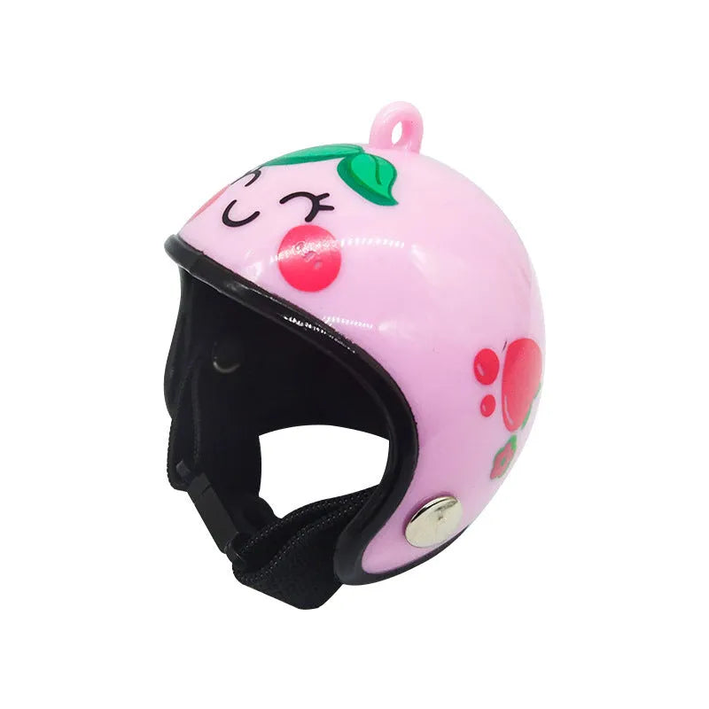 Plastic chicken helmet pet accessory in various colours and designs for poultry headgear.