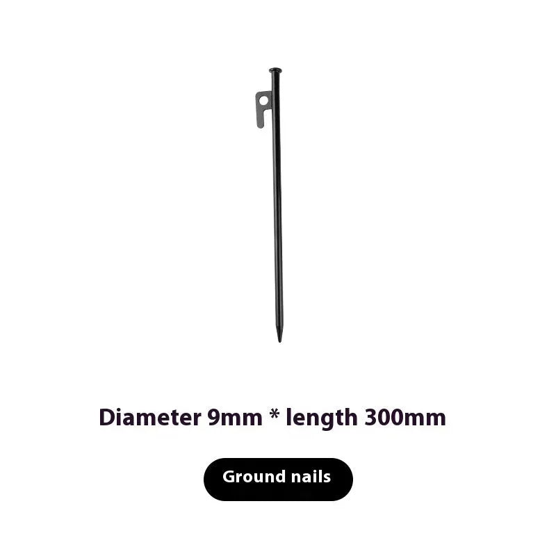 30cm black steel camping stake for tent and gazebo ground anchoring