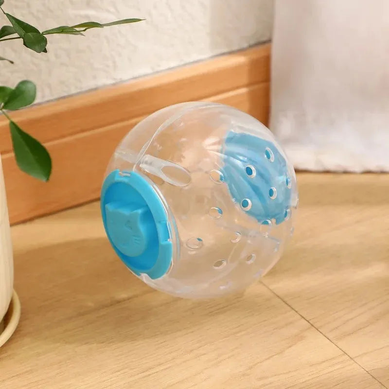Blue pink or white ABS plastic cat slow feeder leaky ball toy 11.5cm diameter