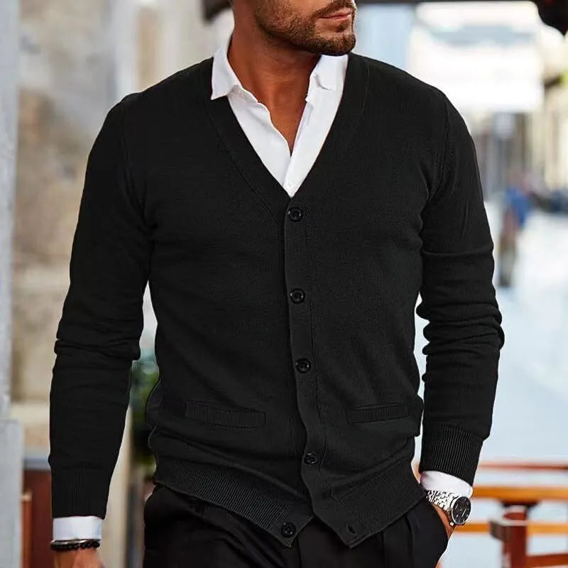 Men's slim fit acrylic cardigan sweater in various colours for autumn winter wear
