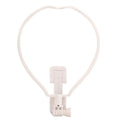 Black wearable neck phone holder with smartphone attached, showing 180-degree adjustment angle