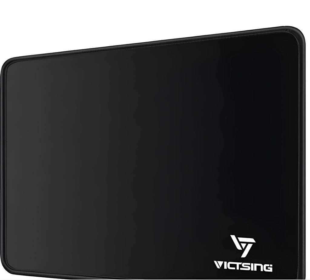 Black rough grain textured gaming mouse pad with 5mm thick rubber base measuring 270mm by 220mm