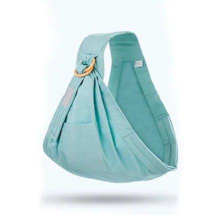 Adjustable baby wrap carrier sling shown in multiple colours, suitable for infants 0-36 months.