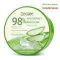 Jar of 98% aloe vera gel 300g with a measuring spoon for acne control and hydration