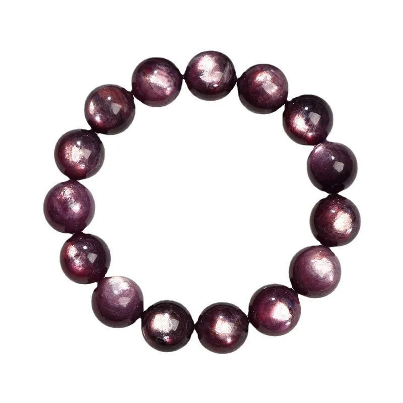 Purple lepidolite crystal bracelet with round polished beads in natural style