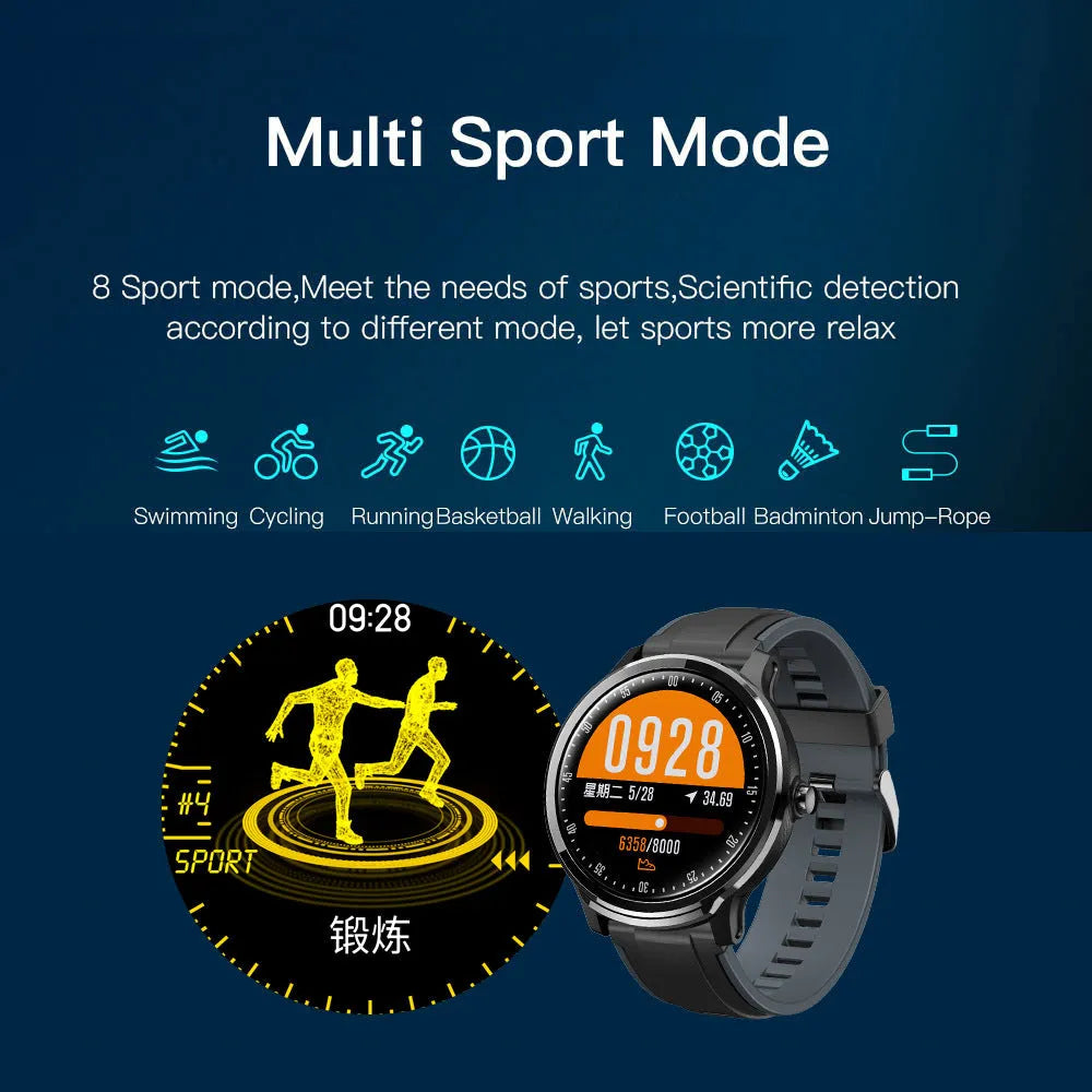Waterproof smart watch with heart rate monitoring in green or orange colour, showing 48.5mm dimensions