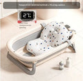Home intelligent constant temperature large capacity baby folding bathtub in volcanic ash with digital temperature display