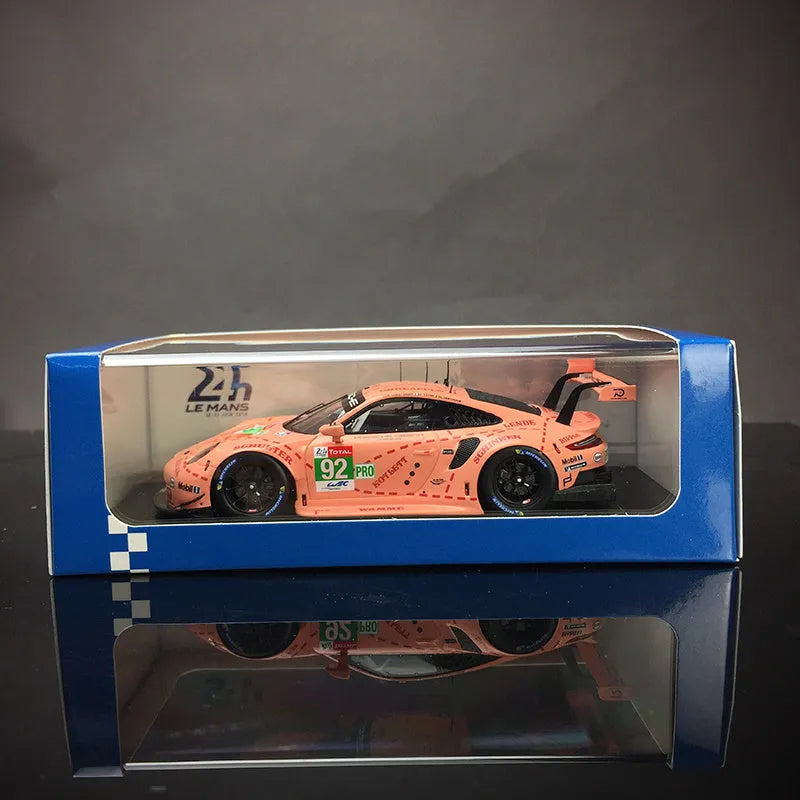 Pink resin Porsche supercar model part 1:64 scale with display box