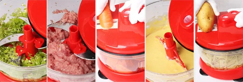 Manual multifunction meat grinder with stainless steel blade and PP plastic body for mincing meat and vegetables