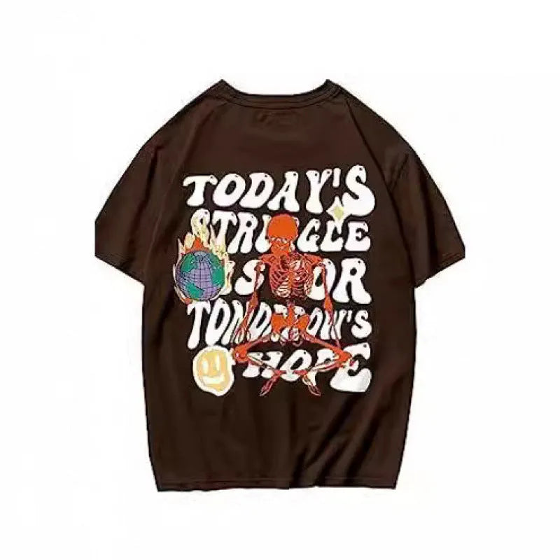 Men's printed short-sleeve sports t-shirt in polyester, showing digital pattern design, available in multiple sizes.