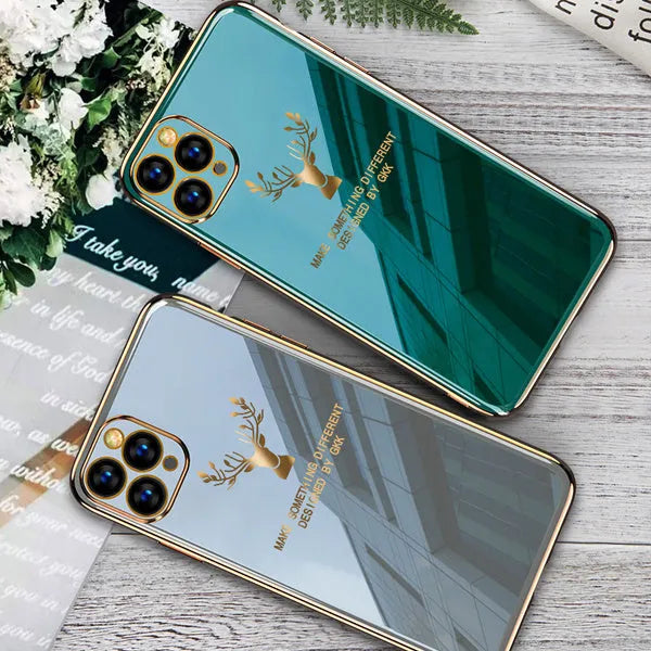 Black TPU phone case with full camera lens coverage for iPhone models on a solid background.