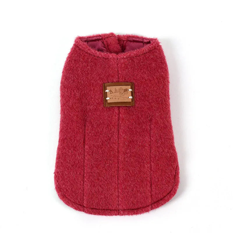 Small dog wearing cotton Korean cashmere vest in blue colour for autumn and winter weather