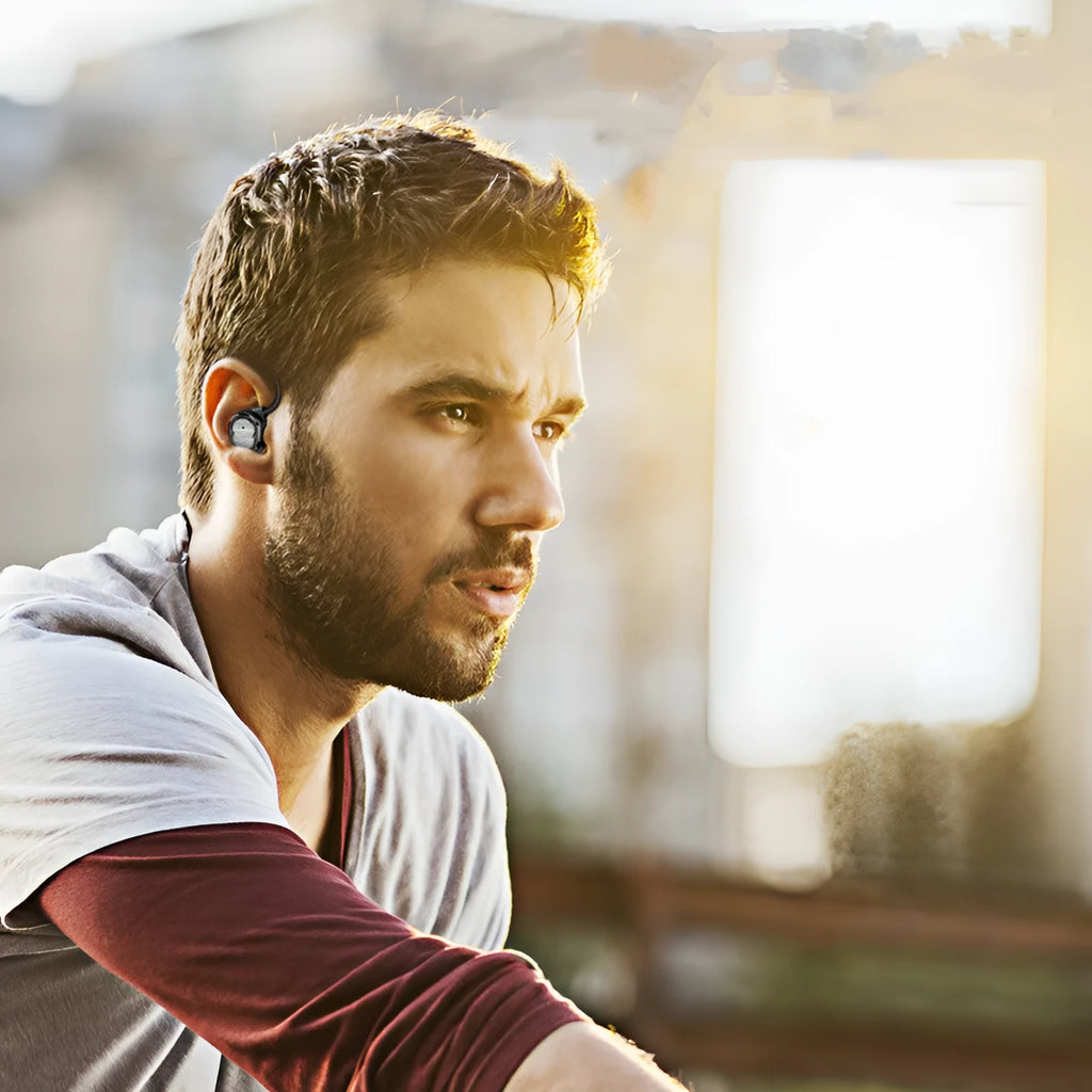 X6 touch Bluetooth headset invisible wireless earphones in black, red, and white with charging case
