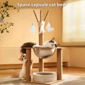 Wooden cat climbing frame with space capsule in luxury colour finish
