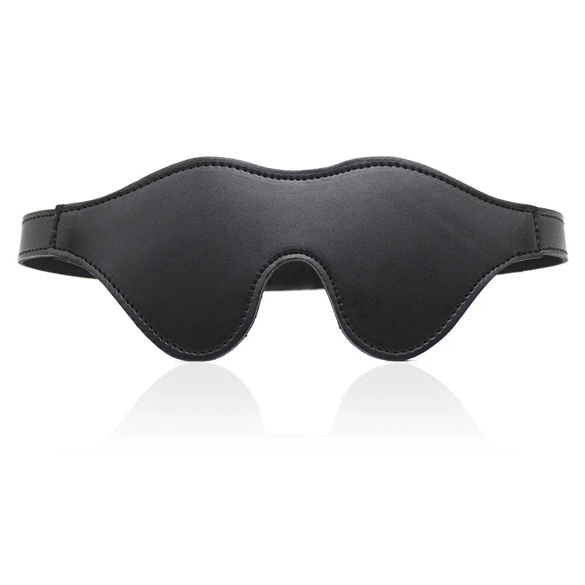 Women's black PU leather eye mask with adjustable metal nose bridge and Velcro strap