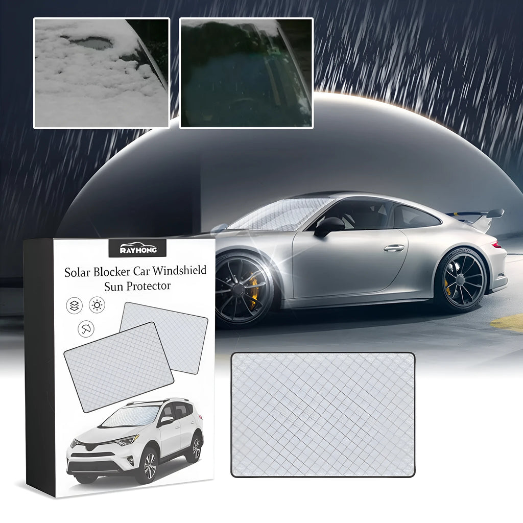 Rectangular aluminium film windshield frost cover measuring 140cm by 95cm