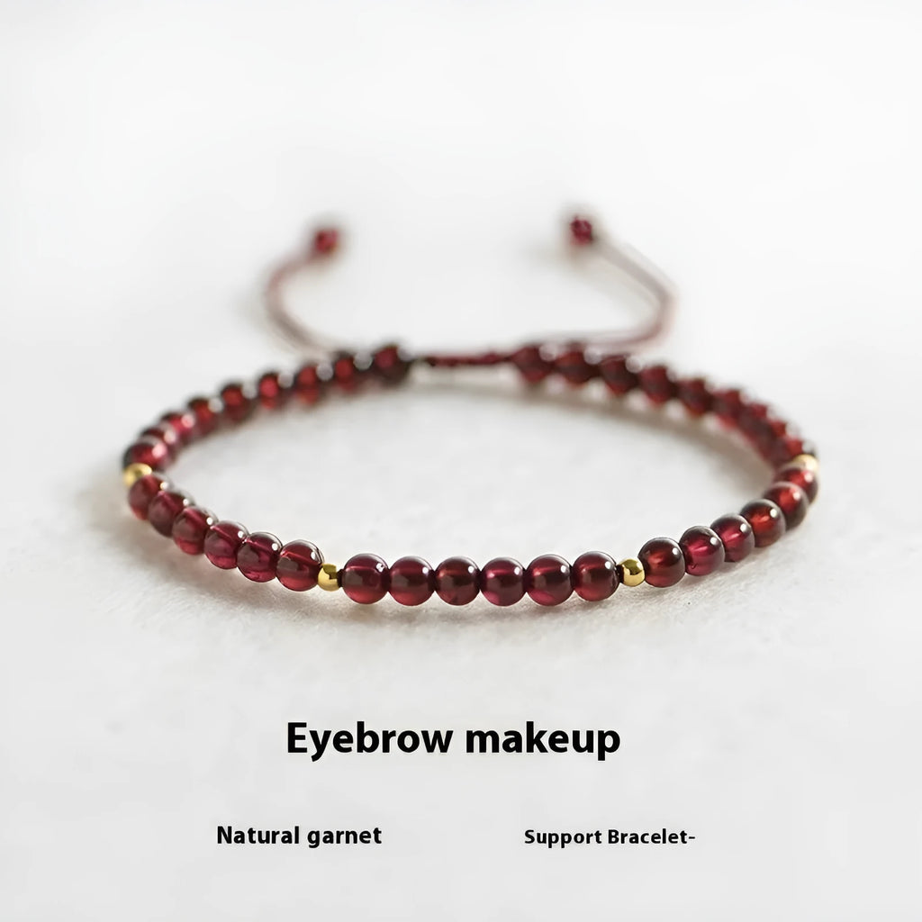 Hand-woven garnet Chinese bracelet with flexible wire red rope design