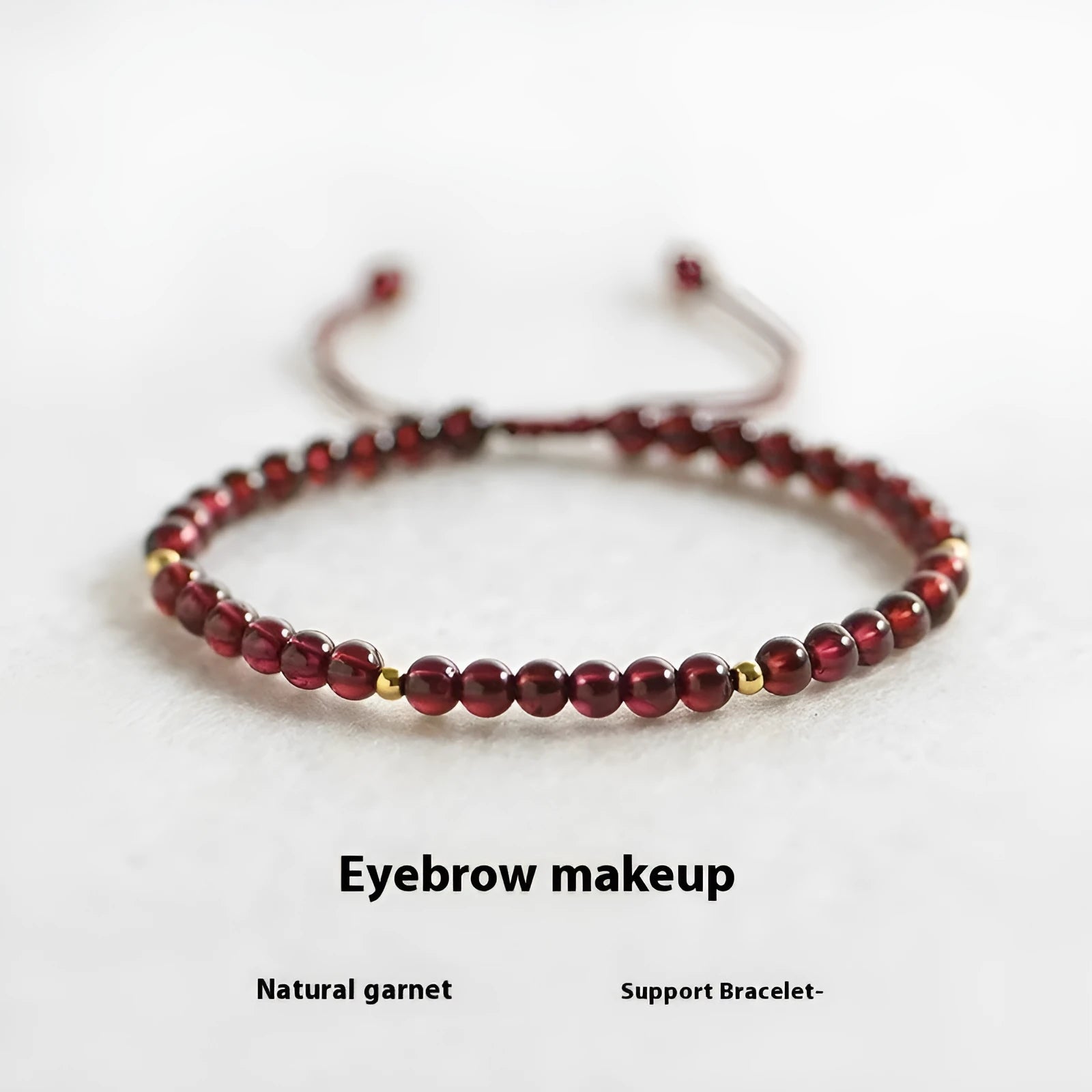Hand-woven garnet Chinese bracelet with flexible wire red rope design