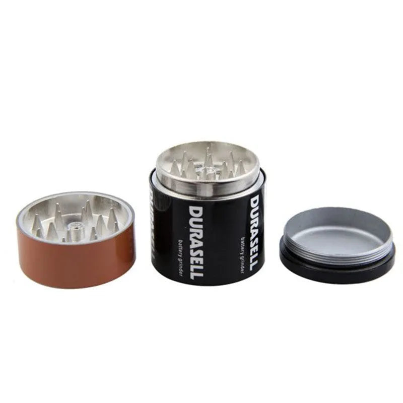 Black zinc alloy three-layer battery modelling smoke grinder with 55mm diameter showing multiple functions