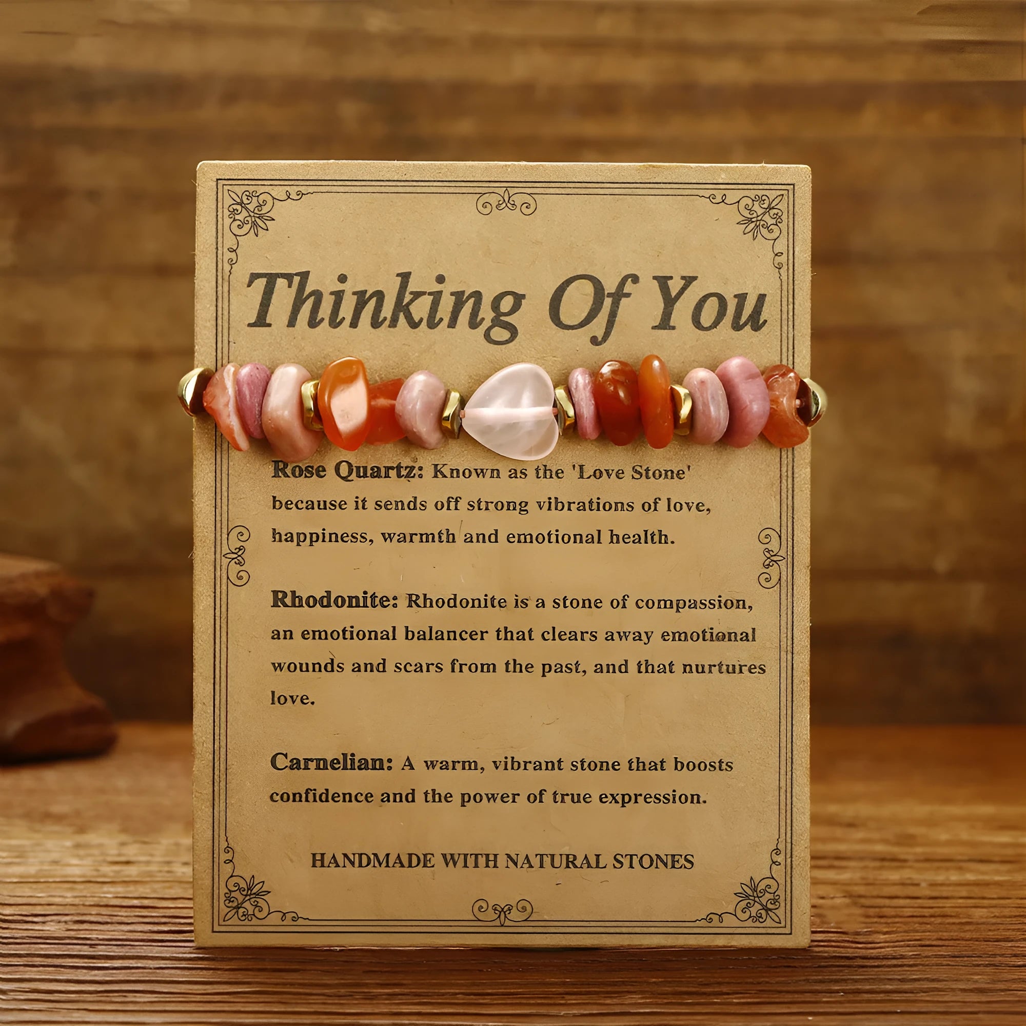 Women's geometric stone beaded bracelet with manually crafted charms in fashion OL style
