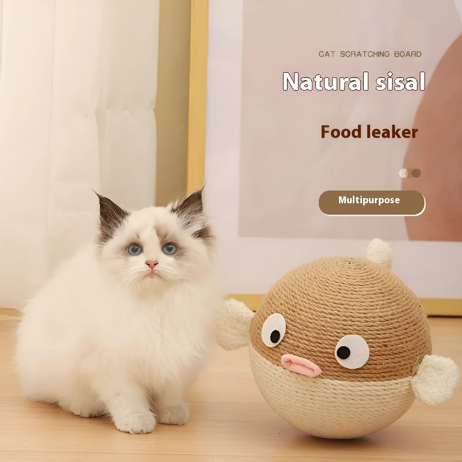 15cm cubed sisal pet puzzle toy with puffer leakage food feeder design for dogs and cats