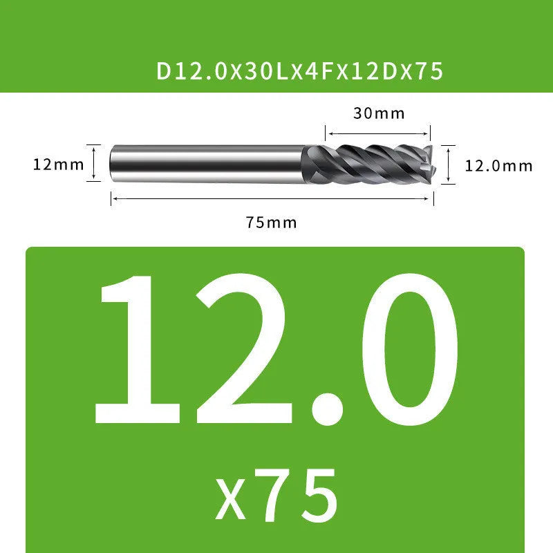 Tungsten steel 4-blade end mill with ball nose for contour milling
