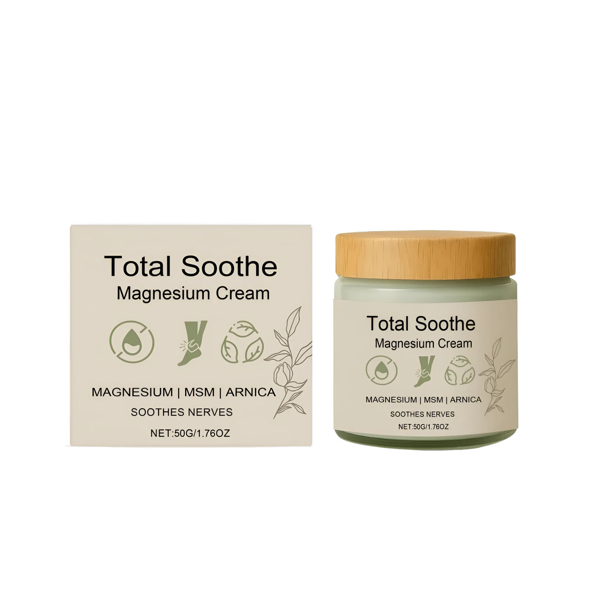 Soothing magnesium body cream 50g with ginseng root extract and arnica extract