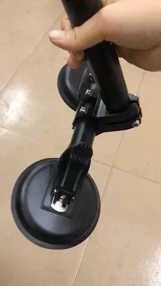 Black off-road car sucker base with round glass sucker for flagpole mounting