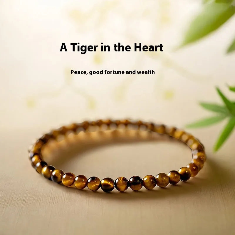 New Chinese style Tigereye bracelet with geometric round beads in 4mm, 6mm, or 8mm sizes